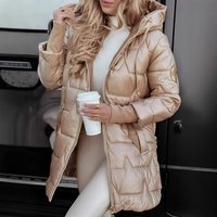 Women's Clothing autumn and winter new hooded cotton coat mid length cotton coat