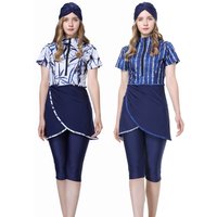 Conservative Three Piece Muslim Swimsuit Middle Eastern Print Sun Protection Beachwear Cross-Border European American Style