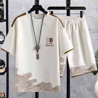 Men's Clothing Summer men's sports suit loose large size round neck T shirt short sleeve shorts teenager student leisure a complete set