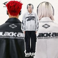 Clothing American retro street cleanfit litchi environmentally friendly leather jacket jacket PU leather