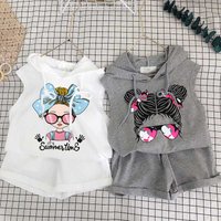 Baby Clothing Children's children's vest set cartoon printed boys and girls vest shorts two-piece baby summer clothes