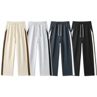 Men's Clothing Straight Leg Loose Fit High Street Style Comfortable Cotton Trousers For Spring Summer (Black, Light Gray, Beige, Navy Blue)