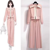 Clothing Sports Casual Suits Spring Autumn Spring Jackets Wide Leg Pants Fashionable Stylish Two Piece Suits