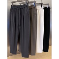 Men's Clothing Men Summer Trendy Brand Men's Ice Silk Straight Casual Pants Loose Skinny Wide Leg Pants Pleated Drape Trousers