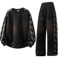  Plus Streetwear Tracksuit Set Oversized Hoodie & Jogger Pants 100% Polyester Trendy Two Piece Outfit Casual Wear