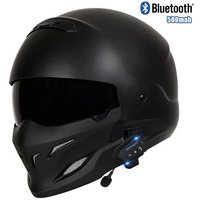 DOT & 3C Certified Retro Motorcycle Half Helmet With Bluetooth – Samurai Black Scorpion Design – Vintage Harley Style For Men