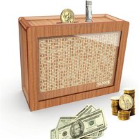 1PC 1000 2000 5000 10000 Euro Money Box Wooden Piggy Bank Reusable Money Box Saving Goal Numbers Boxes