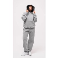 Autumn And Winter Casual Sweater Suit Long Sleeved Pocket Pullover Hooded Top Elastic Waist
