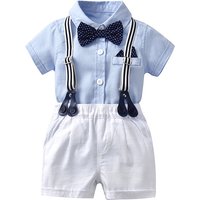 106059819@qq.com Baby Boy Gentleman Outfit Children's Clothing Short-sleeve Shorts Romper With Bow Tie Summer New In Stock One-piece Drop