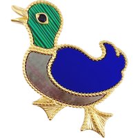 Creative cartoon small animal duck inlaid with mother seashell agate trendy women's anti glare brooch couple top