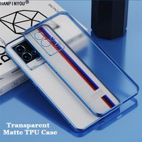 Straight Edge Plating Frame Transparent Matte Soft TPU Case vivo iQOO 8 9 Pro Airbag Anti drop Lens Full Cover Shell