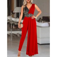Women's Clothing Long Sleeve Lace Lace Waisted Two piece Jumpsuit