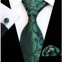 Men's Ties Purple Vine Tie Pocket Square Cuff Three Piece Set