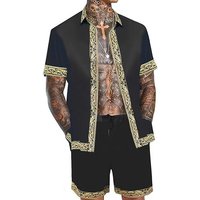 Men's Clothing Men's Casual Loose Short Sleeved Shirt Shorts Hawaiian Suit Trend 3D Digital Printing