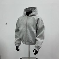 Box Cut Zip Up Hoodie Cleanfit Cropped Jacket Oversized Fit Streetwear Pullover Urban Style