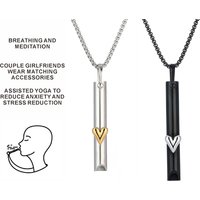 Breathing Meditation Necklace For Couples, Heart-Shaped Pendant Stress Relief Whistle Jewelry, Stainless Steel Adjustable Chain For Men And Women