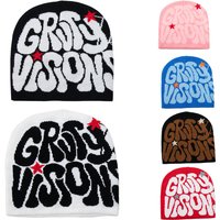 Trendy Letter Embroidery Knit Beanie Winter Outdoor Warm Fleece Hat Hip Hop Fashion Accessory Warm Wool Hat Trendy All Match Hip Hop Hat