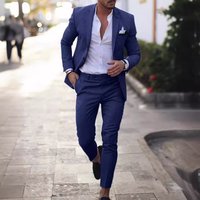 Clothing Suit Two Piece Suit One Button Linen Cotton Linen Solid Suit