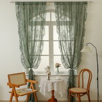 Modern Lace Sheer Curtains Semi Sheer Polyester Drapes Floral Embroidery Living Room Bedroom Hallway