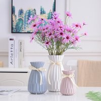 Elegant & Pink Origami Ceramic Vase Set Modern Minimalist Home Decor Trio 