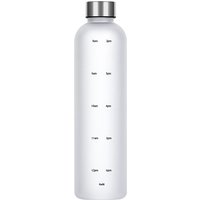 1L Large Capacity Water Bottle for Girls Frosted Water Cup Metal Lid Water Bottle With Time Marker Reusable Drinking Bottle