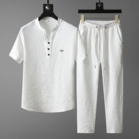 Clothing Thin Casual Sports Suit Summer High End V Neck Embroidery Slim Short Sleeved Two Piece Suit