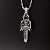 European And American Cross-Border Jewelry Personality Retro Fashion Big Sword Necklace Street Punk Trendy Pendant
