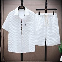 Clothing Thin Sports Casual Two Piece Suit Summer Ice Silk Suit Handsome Trendy Short Sleeved Shirt Shorts Set