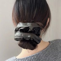 Fashion Pleated Light Leather Large Intestine Hair Band Elegant Temperament Ball Head Hair Rope High Elasticity Durable Rubber Band
