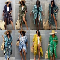  Tie Dye Cotton Cover Up Kimono Beach Dress Swimwear Wrap Sun Shirt Resort Wear