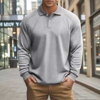 Classic Heavyweight Polo Shirt Retro American Style Long Sleeve Casual Shirt 