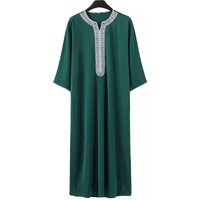 Men's Clothing New Middle Eastern Arab Robe Long Sleeve Embroidered Red Packet Men's Muslim Robe