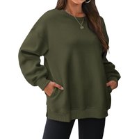  Fleece Lined Thick Long Sleeve Sweatshirt Winter Loose Fit Pullover Hoodie Pockets 