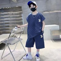 Mother & Kids Boys Sleeveless Casual Loose Letter Suit Two Piece Suit