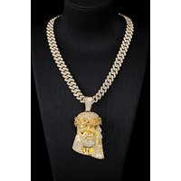 Personalized Religious Belief Diamond Pendant Street All Match Alloy Cuban Chain Set Niche Hip Hop Pendant Necklace