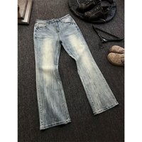 Ropa para hombre 2025, nueva melancolía, rica, segunda generación, destruida, lavada por el sol, vieja americana, jeans lavados de calle.