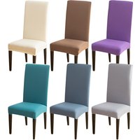 4 Piece Milk Silk Chair Covers Solid Full Coverage Slipcovers Dining Chairs Elegant Home Decor & Dust Proof
