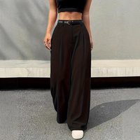 Summer High Waisted Line Straight Leg Pants Trendy Fashion Cool Loose Fit Slimming Casual Suit Pants