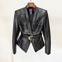 European Style Belted Leather Jacket – Slim Fit Faux Leather Coat 