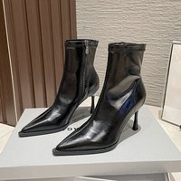 Elegant professional fashion short design high end temperament pointed elastic slim boots 2024 autumn