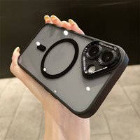 Metal Len Transparent Shockproof Phone Case iPhone 16 15 14 Plus 13 12 Pro Max 11 Magnetic Magsafe Wireless Charge Cover