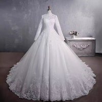 Women’s Clothing Stand collar wedding dress long sleeve slimming fashion big train big size