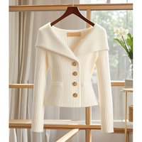 Clothing style sweater jacket high end design niche temperament celebrity waist knitted top autumn style