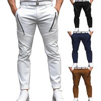 Men's Slim Stretch Pencil Skinny Jeans Fashionable Street Style Everyday Solid Color Zipper Pleated