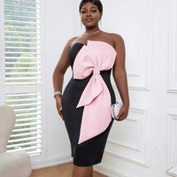 Sexy One shoulder Dress Chest Matching Bow Dress Dress