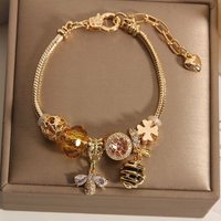 Pangjia Cross Border 18k Bee Honeycomb Charm Bracelet Crystal DIY Adjustable Bracelet Versatile