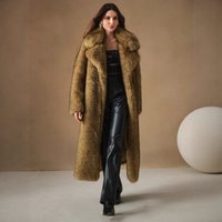 Luxury Winter Coat Women's Long Faux Fox Fur Parka Coat With Fluffy Collar, Warm Elegant Outerwear For Cold Weather