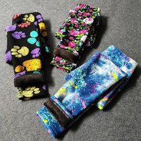 XUANMU Autumn Winter Baby Girls Leggings Thick Warm Dot Pants Kid Girl Leopard Plus Velvet Pants Children Vintage Flowers Trousers XB005