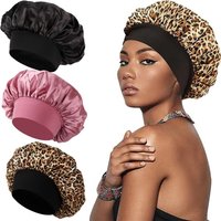 Autumn winter leopard print sleeping cap wide brim satin hat hair care cap washing hat shower cap hair bonnet