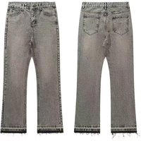 Clothing Cross Border Supply 507 Style Washed Denim Jeans Tassel Cuffs Slightly Flared Hem Retro High Street Vibe Style Trousers.